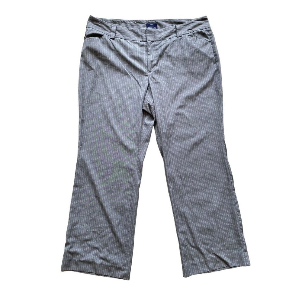 GAP Womens Grey Pinstriped Dress Pants Curvy‎ Fit Flare Leg Plus Size 20 Stretch